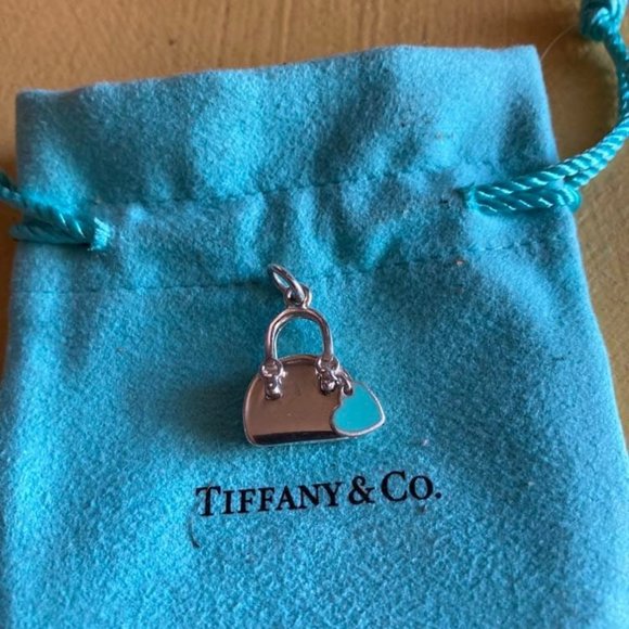 RARE. Tiffany & Co. Sterling Silver and Blue Enamel Purse Charm - Picture 2 of 5